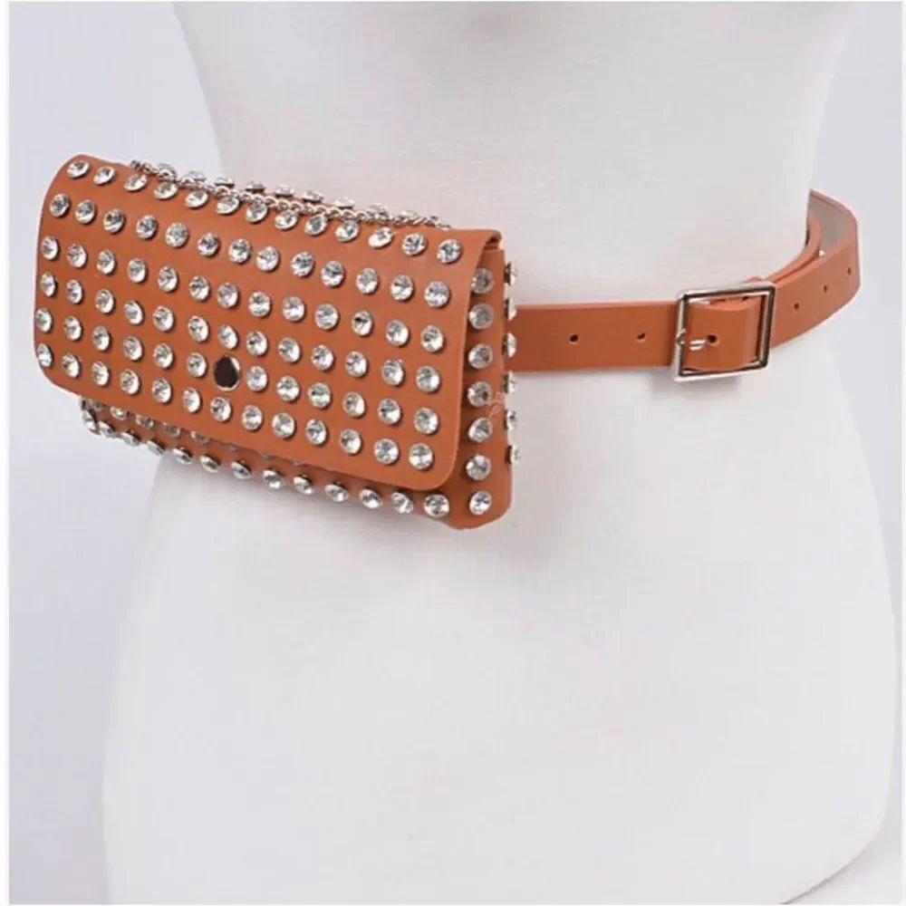 Tan Bling Belt Bag